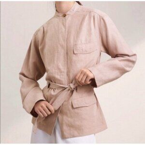 Aritzia Wilfred Nicolet Linen Belted Jacket Womens XXS Minimal Military Beige